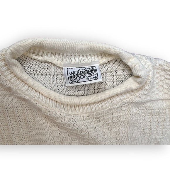 Vintage Workable Separates Crew Neck Acrylic Knitted Patched Heart Sweater - Picture 3 of 7